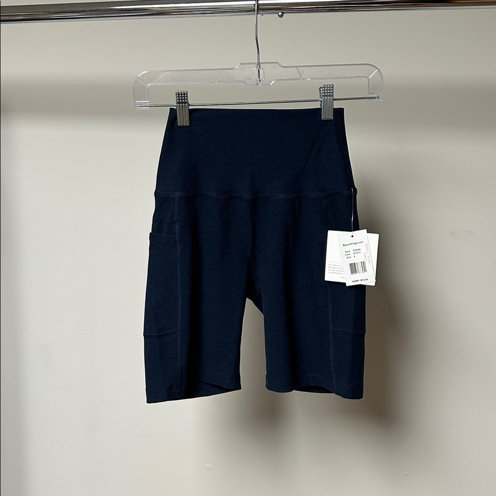 Beyond yoga power high waisted pocket bike short nocturnal navy